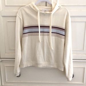 Ivy + Main Off White Striped Hoodie